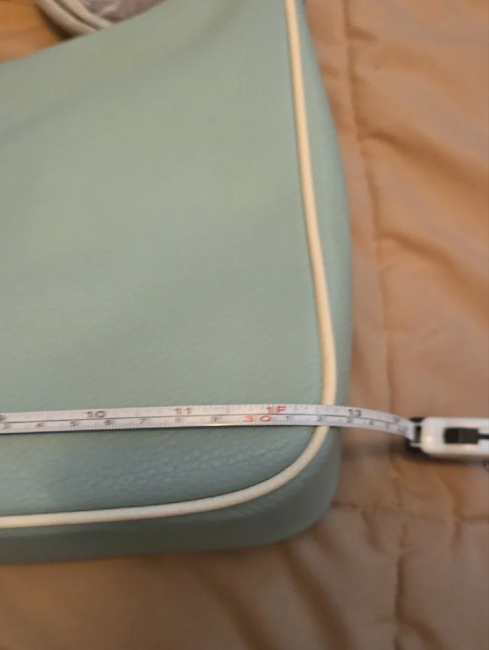 kate spade Mint Green Pebble Leather Shoulder Bag with Cream Trim